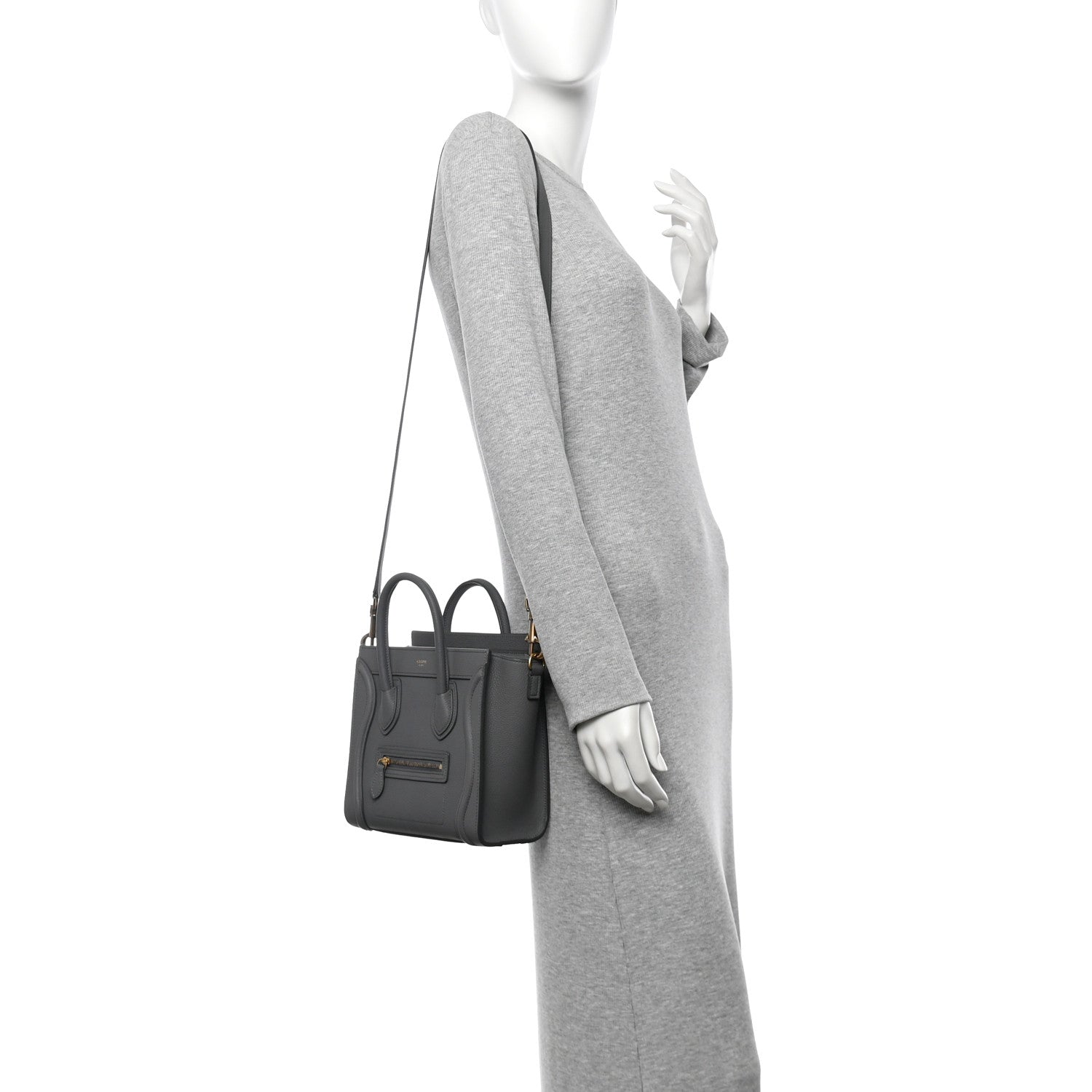 Celine Baby Drummed Calfskin Nano Luggage Kohl 2 of 10