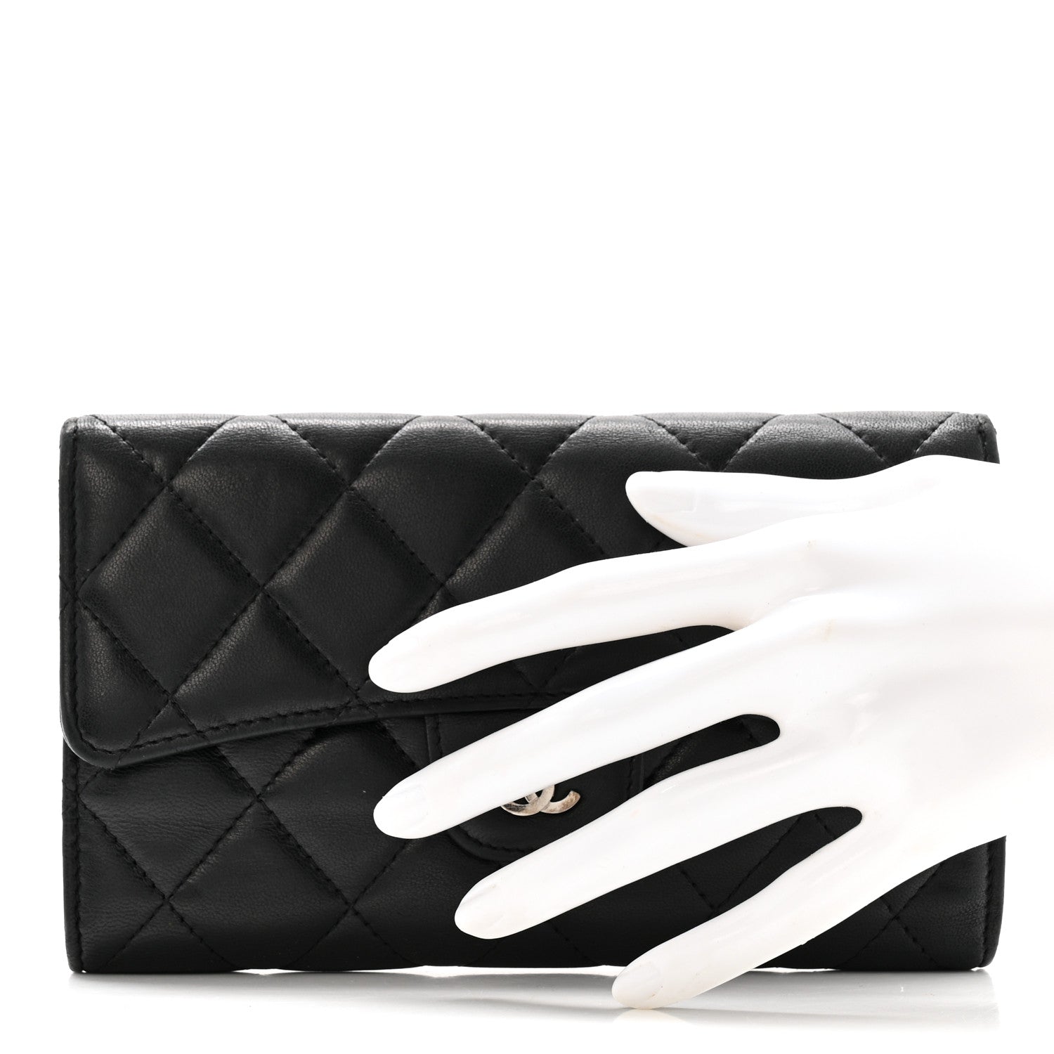 Chanel Lambskin Quilted Large Flap Wallet Black 2 of 13