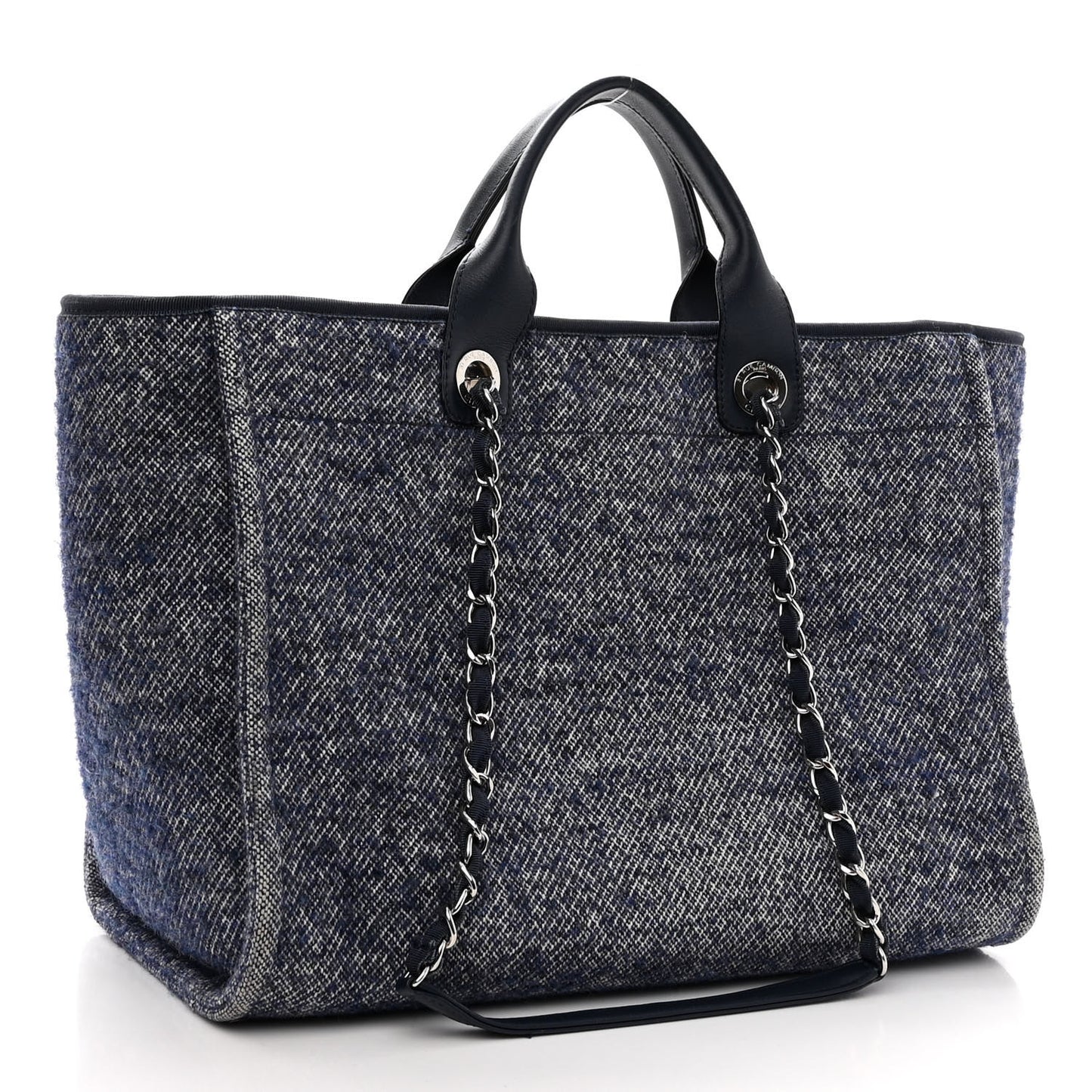 Mixed Fibers Calfskin Medium Deauville Tote Blue