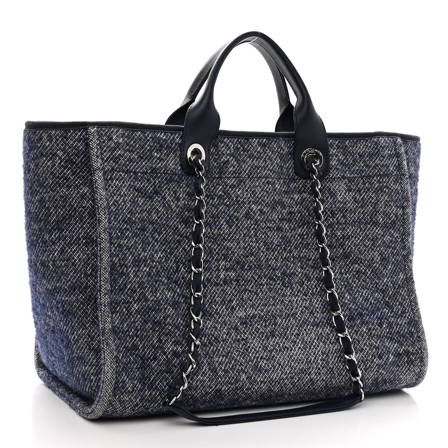 Chanel Mixed Fibers Calfskin Medium Deauville Tote Blue 3 of 11