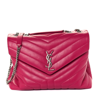Saint Laurent Calfskin Y Quilted Monogram Medium Loulou Chain Satchel Freesia 1 of 10