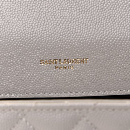 Saint Laurent Grain De Poudre Textured Mixed Matelasse Medium Triquilt Monogram Satchel Crema Soft 5 of 11