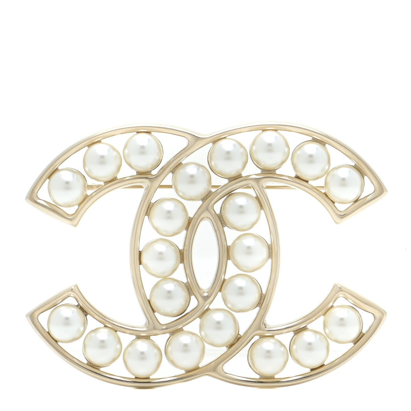 CC Pearl Brooch Pin Gold