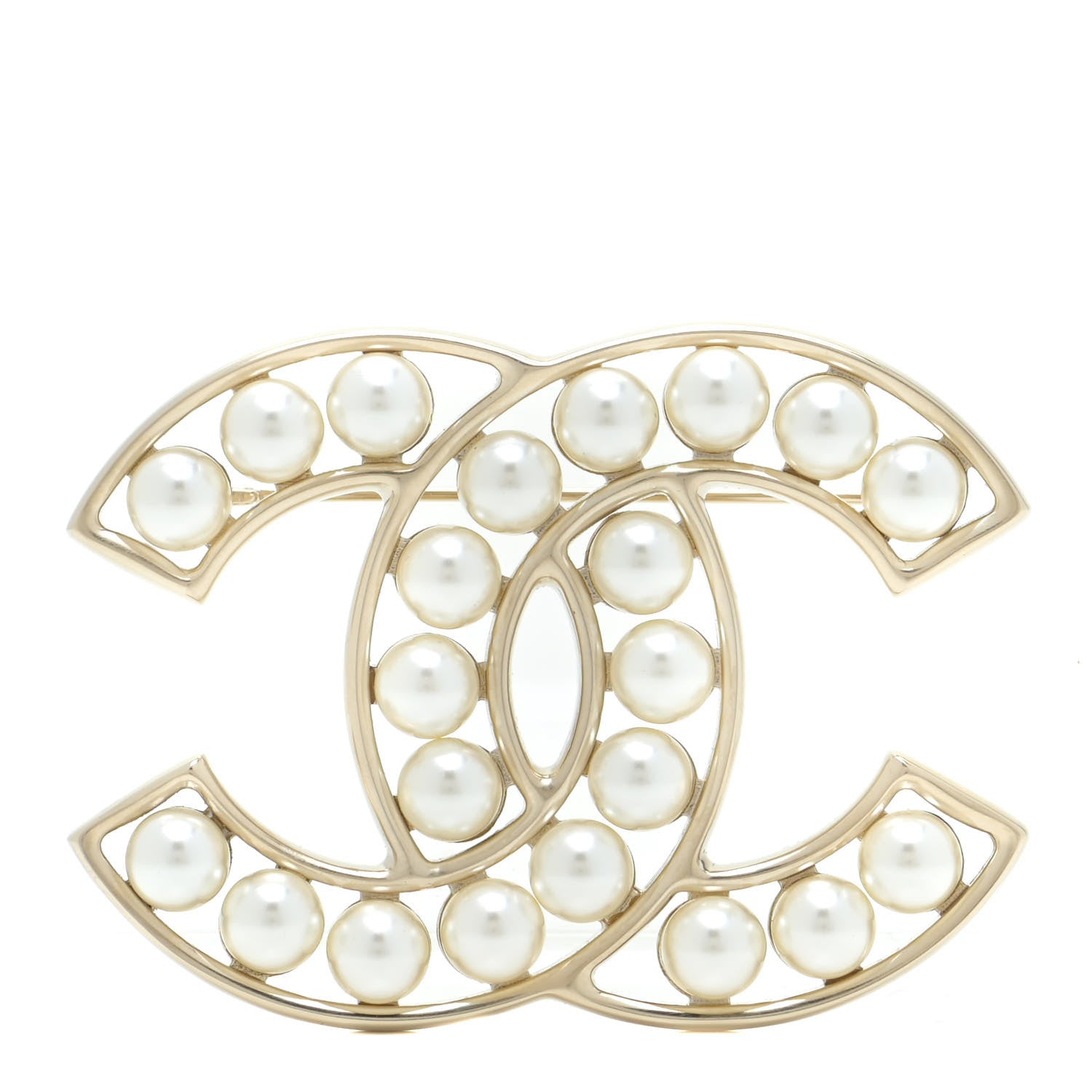 Chanel CC Pearl Brooch Pin Gold 1 of 5