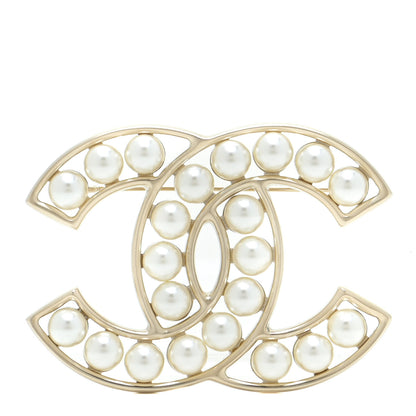Chanel CC Pearl Brooch Pin Gold 1 of 5