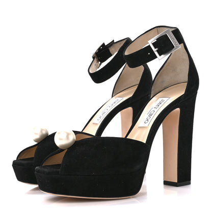Jimmy Choo Suede Pearl Socorie 120 Sandals 40 Black 3 of 7