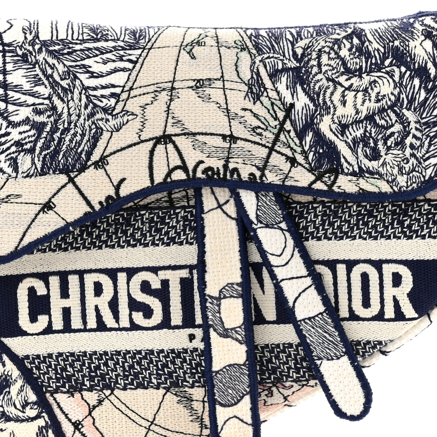 Canvas Embroidered Around the World Saddle Bag Blue