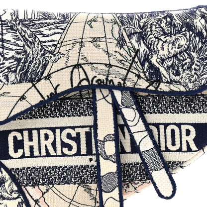 Christian Dior Canvas Embroidered Around the World Saddle Bag Blue 8 of 11