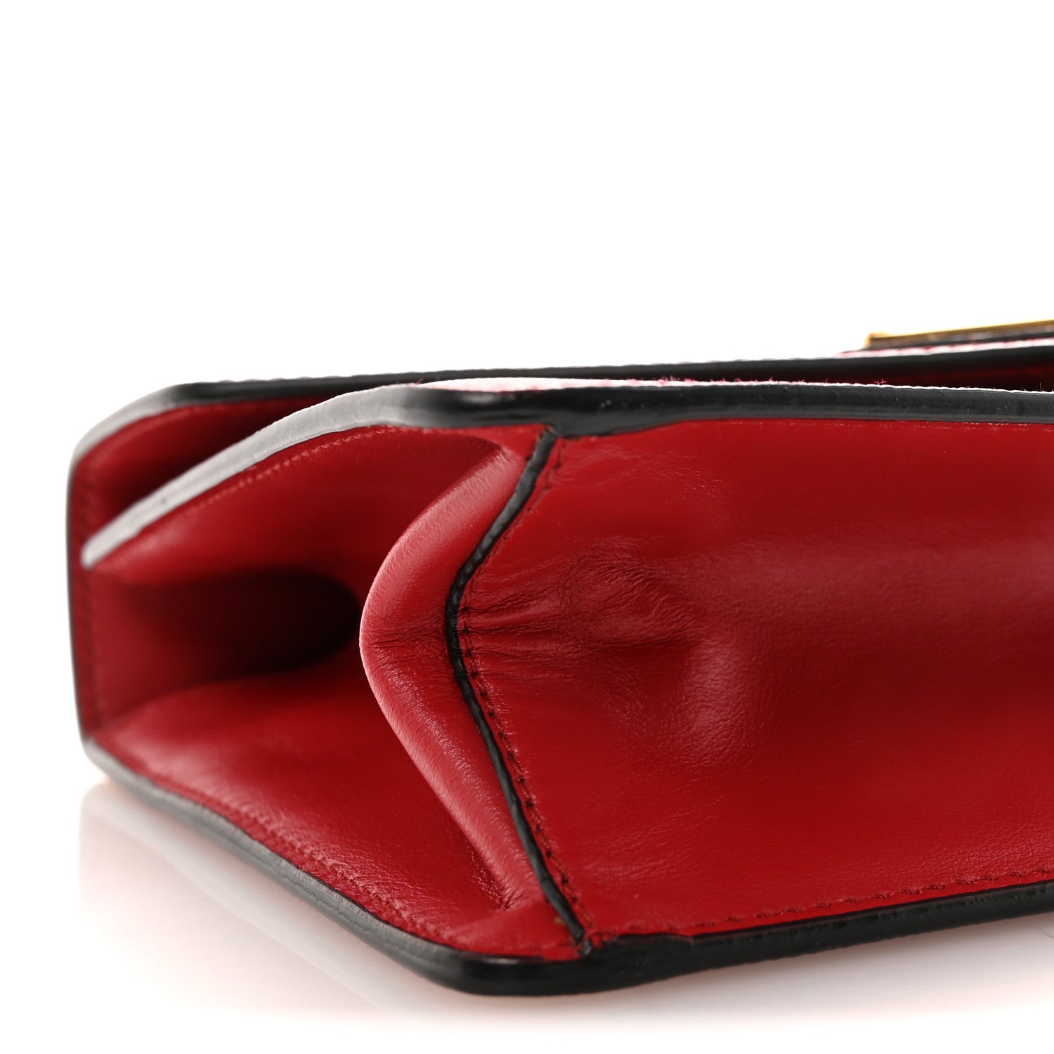 Prada Saffiano Soft Calfskin Metal Triangle Logo Envelope Chain Shoulder Bag Fuoco 8 of 9