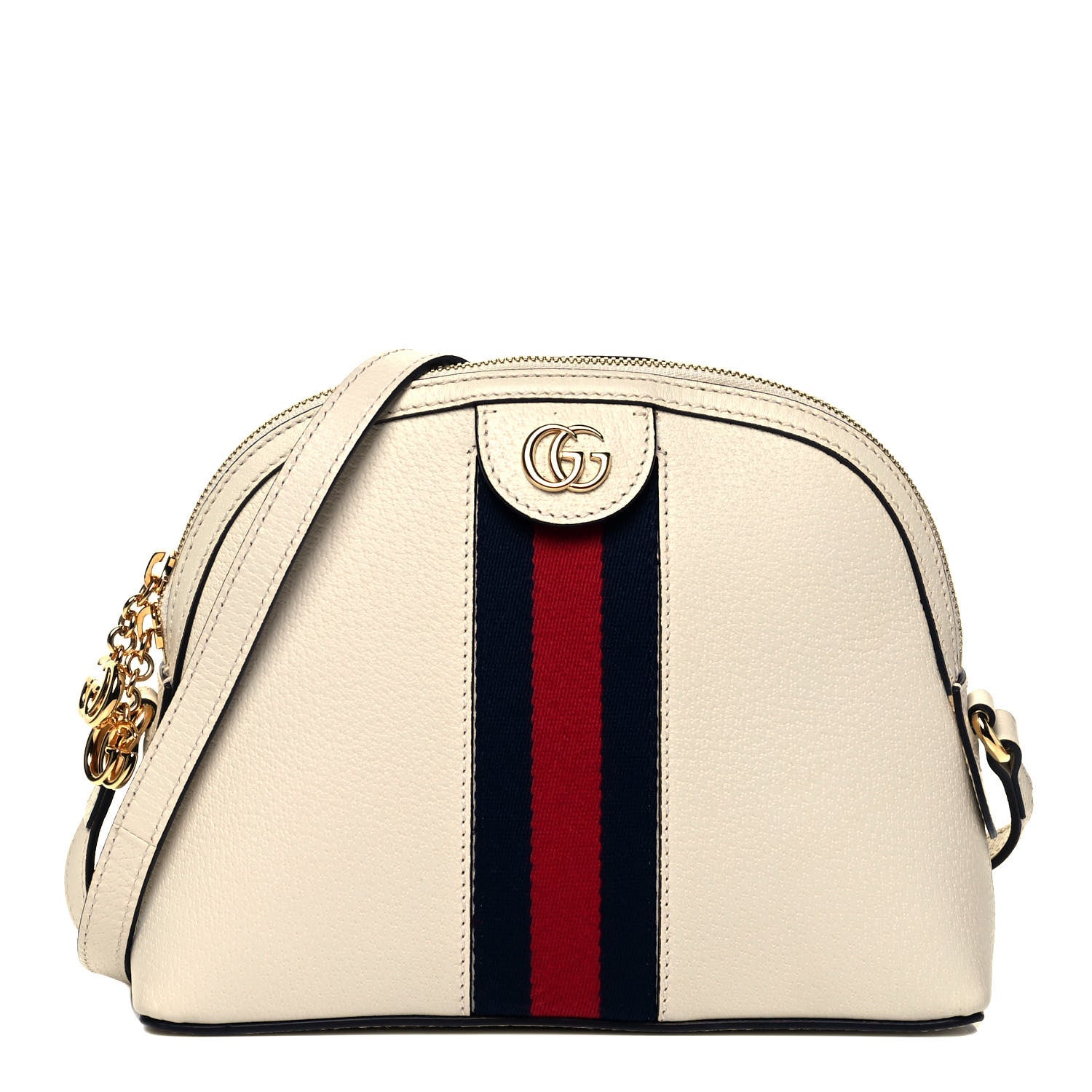 Gucci Textured Dollar Calfskin Web Small Ophidia Dome Shoulder Bag Mystic White 1 of 9