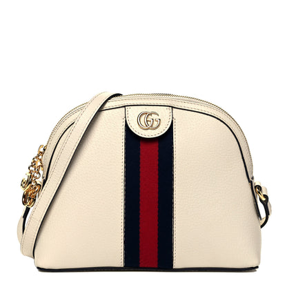 Gucci Textured Dollar Calfskin Web Small Ophidia Dome Shoulder Bag Mystic White 1 of 9