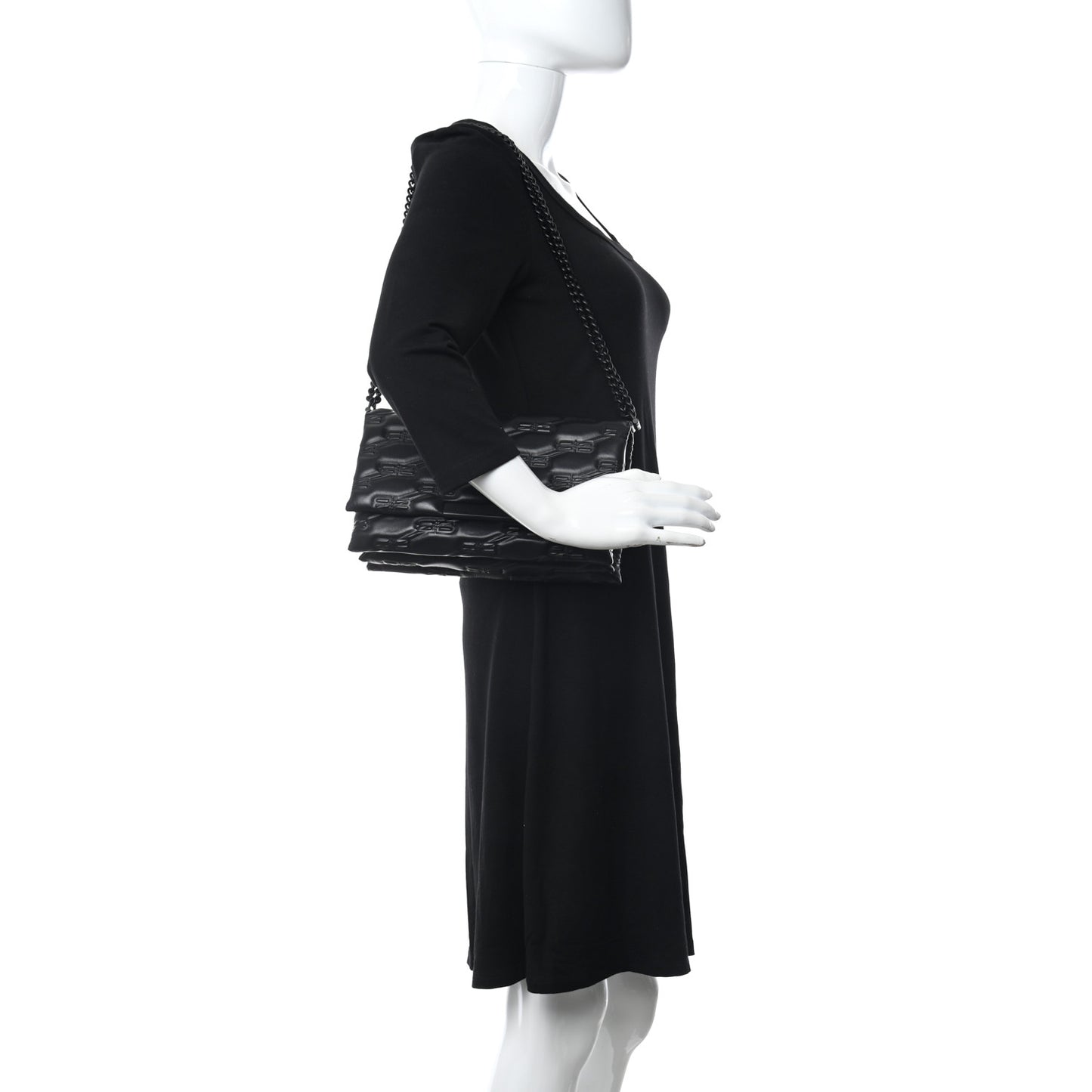 Nappa BB Monogram Embossed Medium Triplet Bag Black