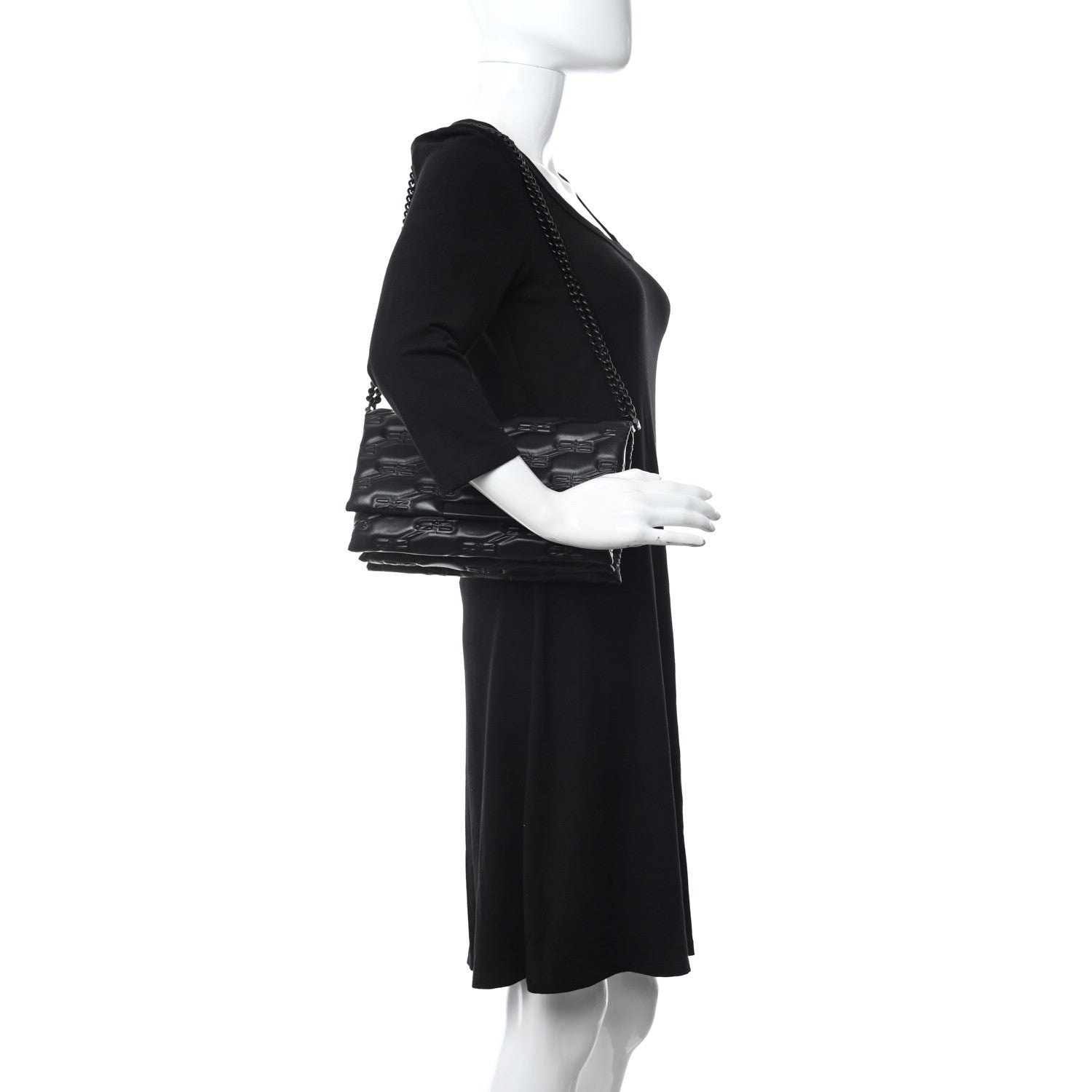 Balenciaga Nappa BB Monogram Embossed Medium Triplet Bag Black 2 of 9