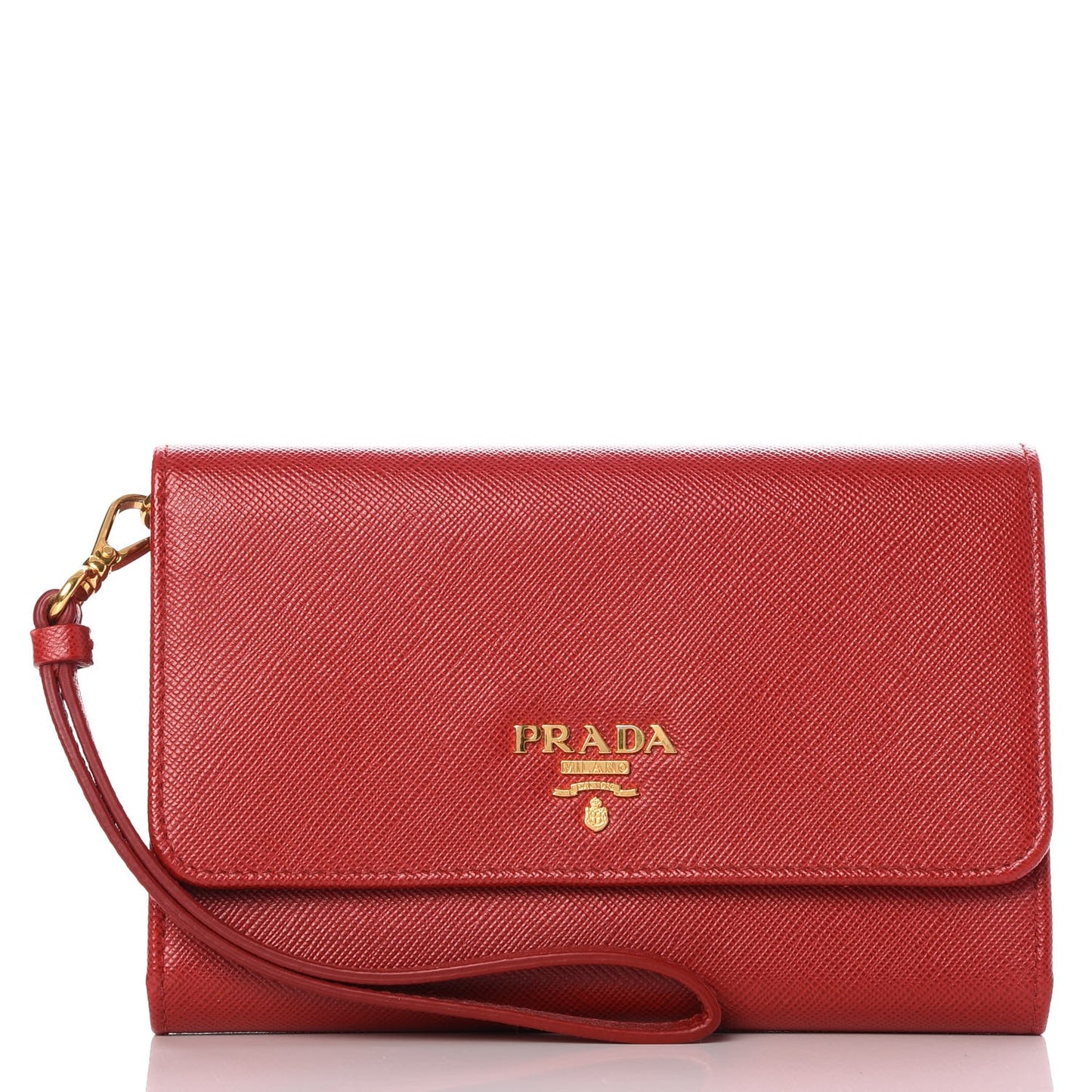 Saffiano Metal Compact Wristlet Wallet Fuoco