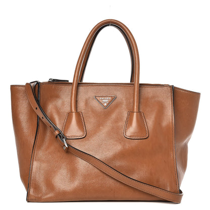 Prada Leather Large Twin Pocket Tote Bag Brown 1 of 10