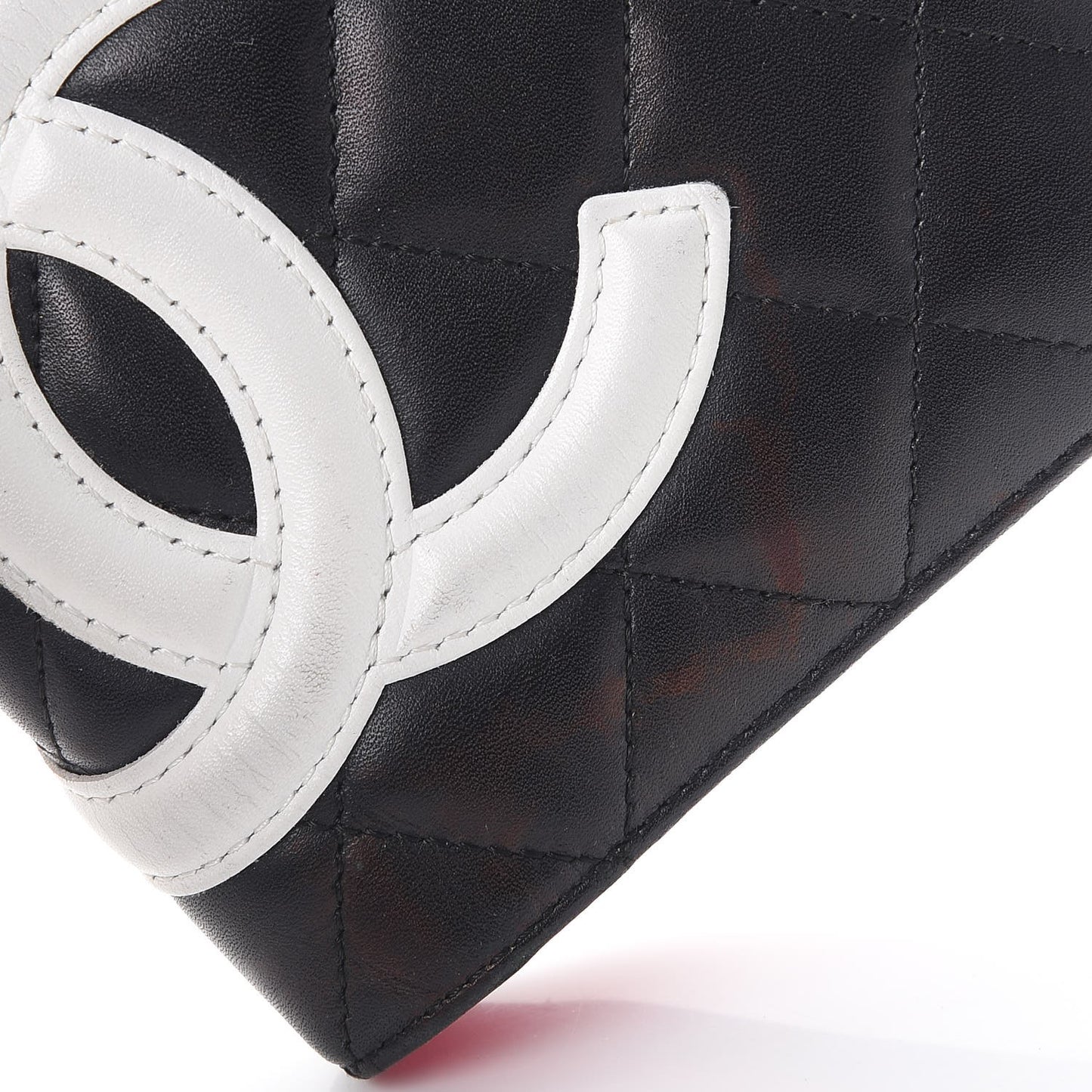 Calfskin Quilted Cambon Yen Wallet Black White