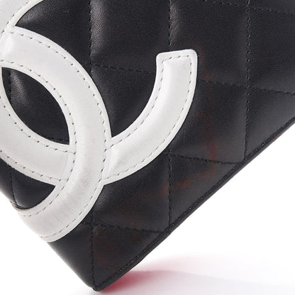 Chanel Calfskin Quilted Cambon Yen Wallet Black White 10 of 11