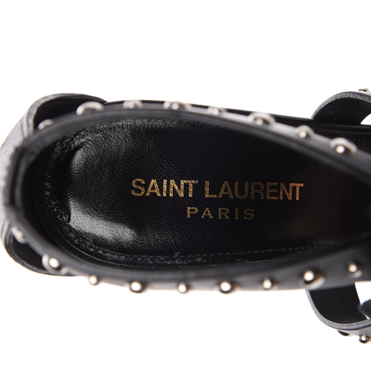 Saint Laurent Calfskin Studded Iris Sandal Pumps 39 Black 13 of 14