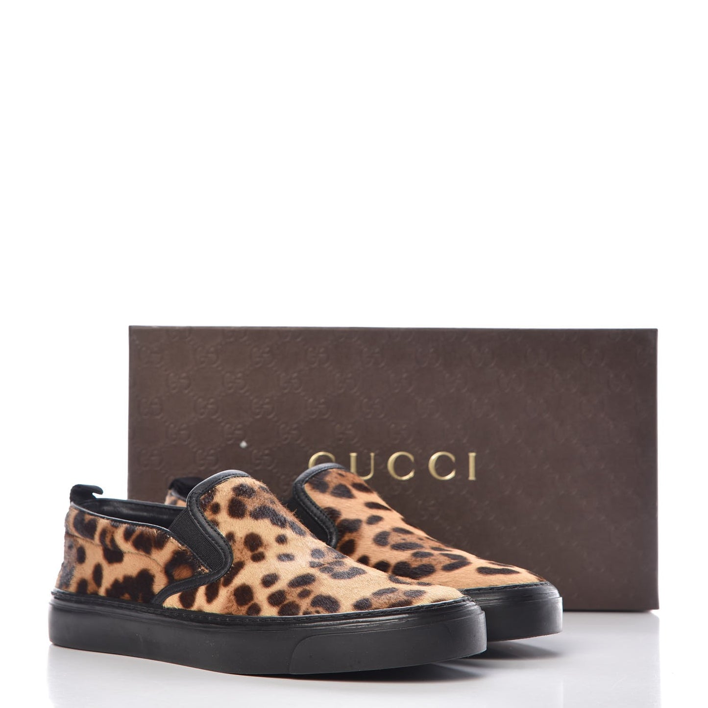 Pony Hair Jaguar Print Slip On Sneakers 35.5