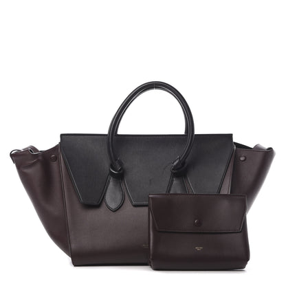 Celine Smooth Calfskin Large Bi-Color Tie Knot Tote Black Burgundy 1 of 21