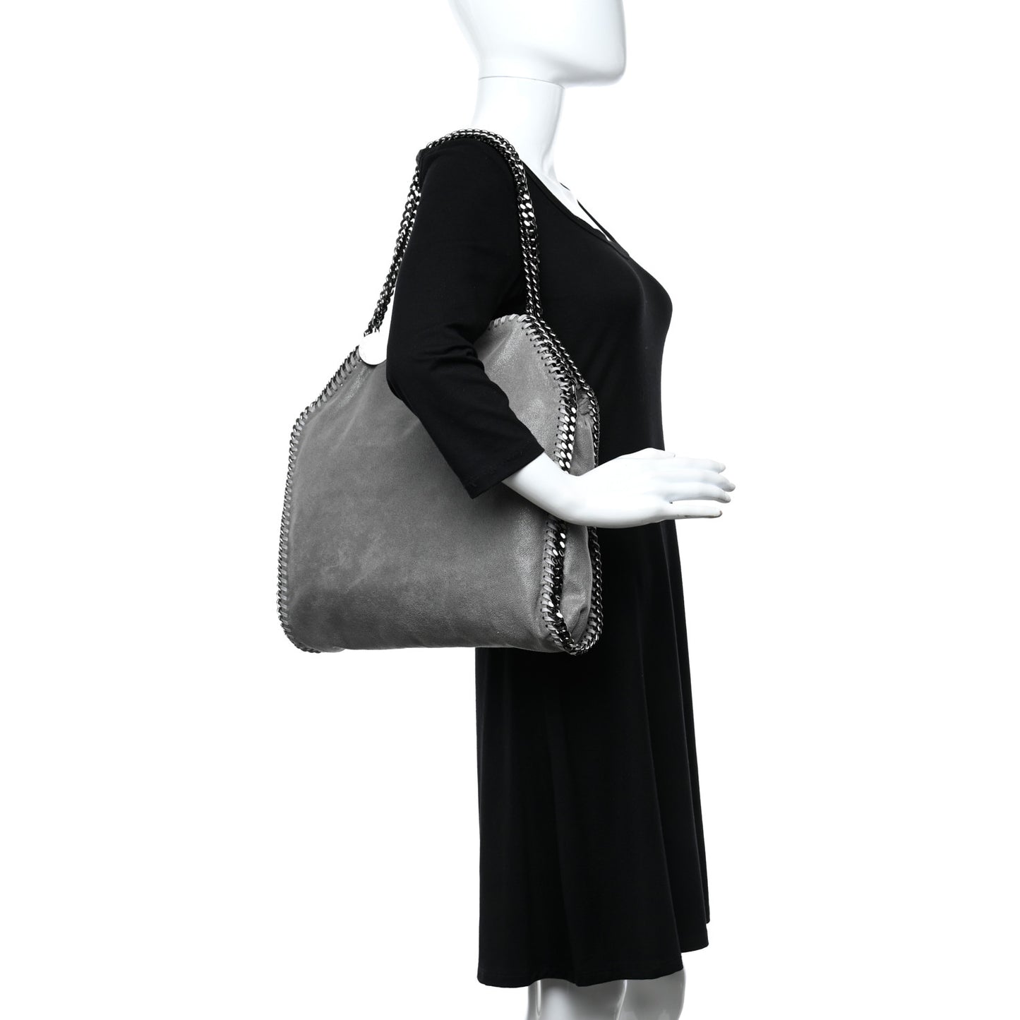Shaggy Deer Falabella Fold Over Tote Grey