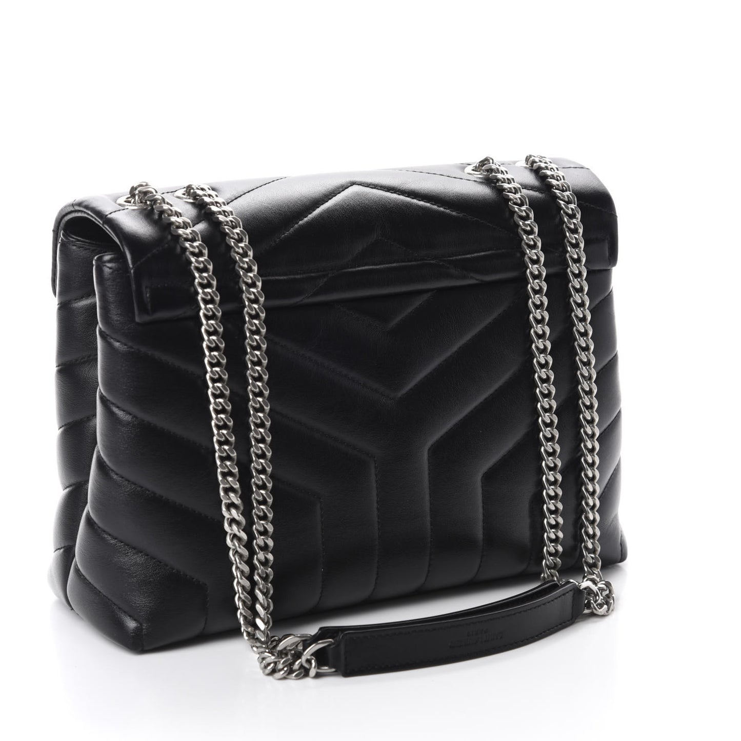 Calfskin Y Quilted Monogram Small Loulou Chain Satchel Black