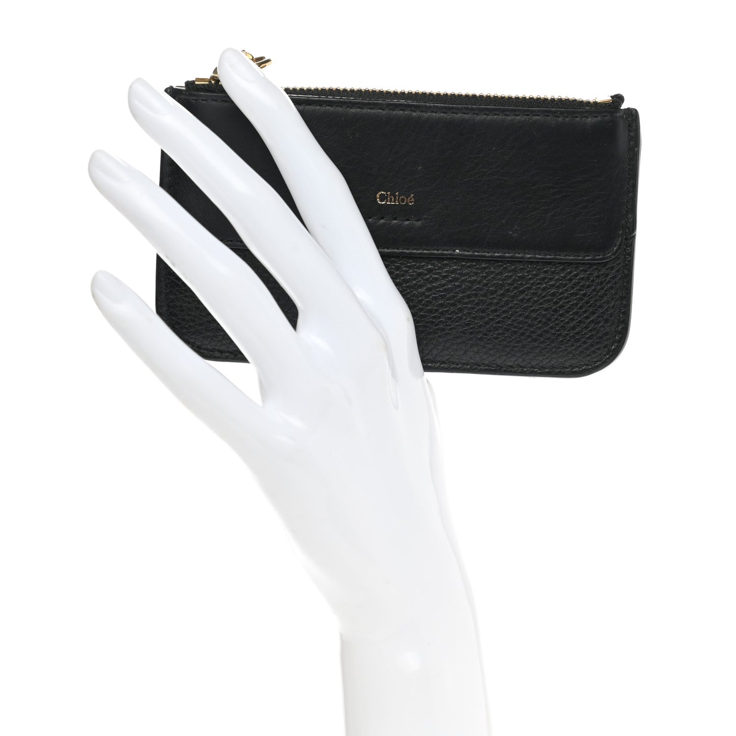 Grained Calfskin Drew Card Holder Black