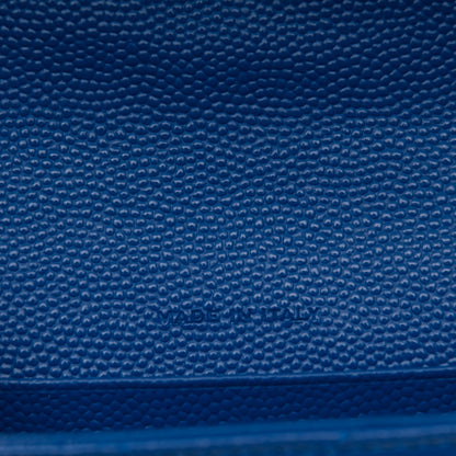 Saint Laurent Grain De Poudre Matelasse Chevron Small Monogram Envelope Wallet Royal Blue 7 of 7