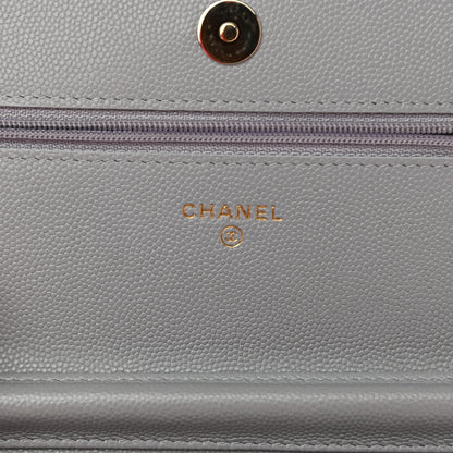 Chanel Caviar Quilted Wallet On Chain WOC Grey 6 of 12