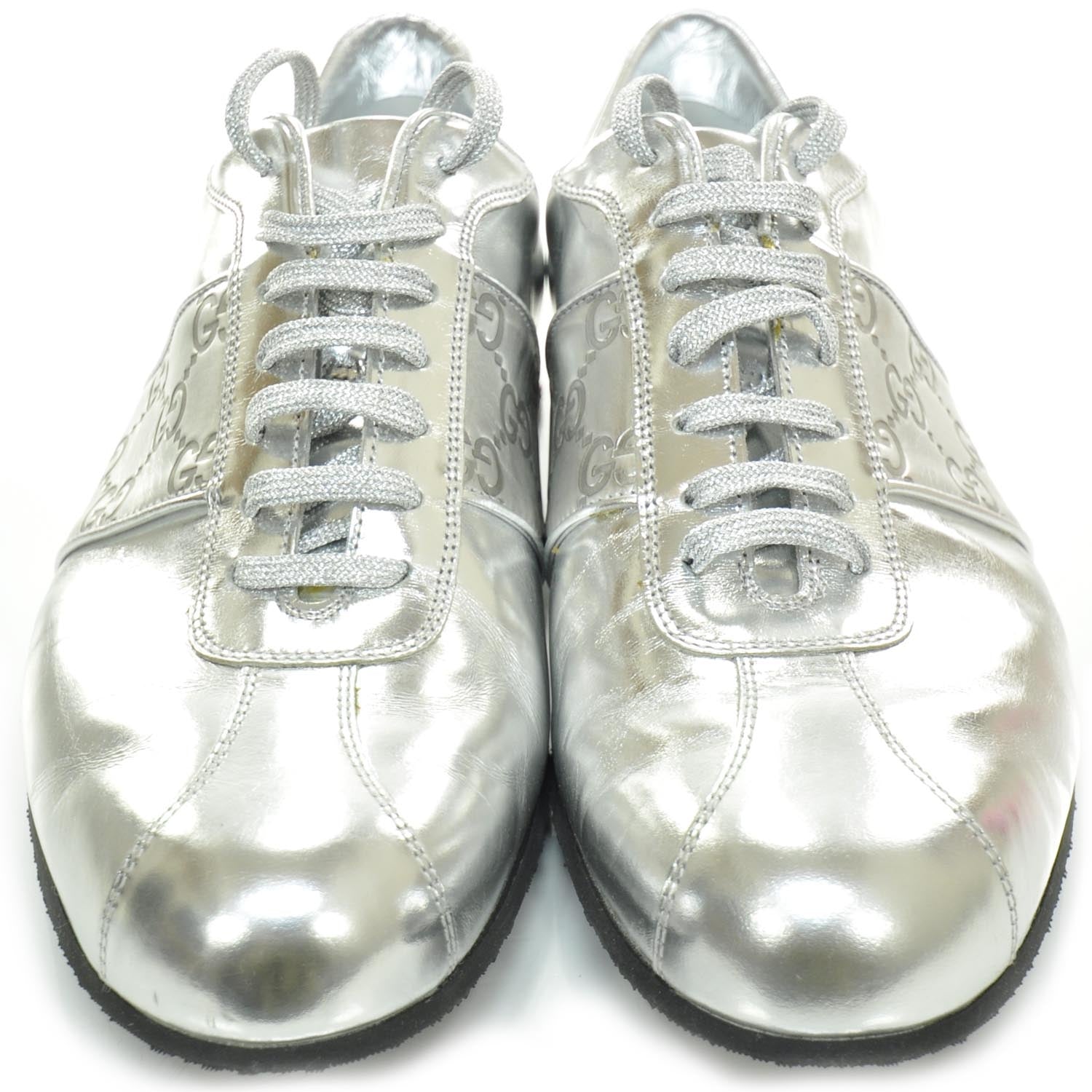 Gucci Mens Guccissima Sneakers 9 Metallic Silver 1 of 10