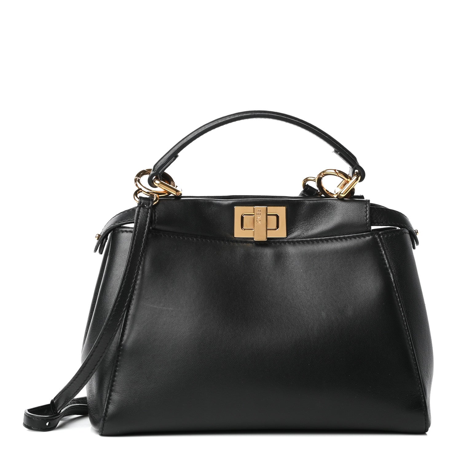 Fendi Nappa Mini Peekaboo Iconic Satchel Black 1 of 8