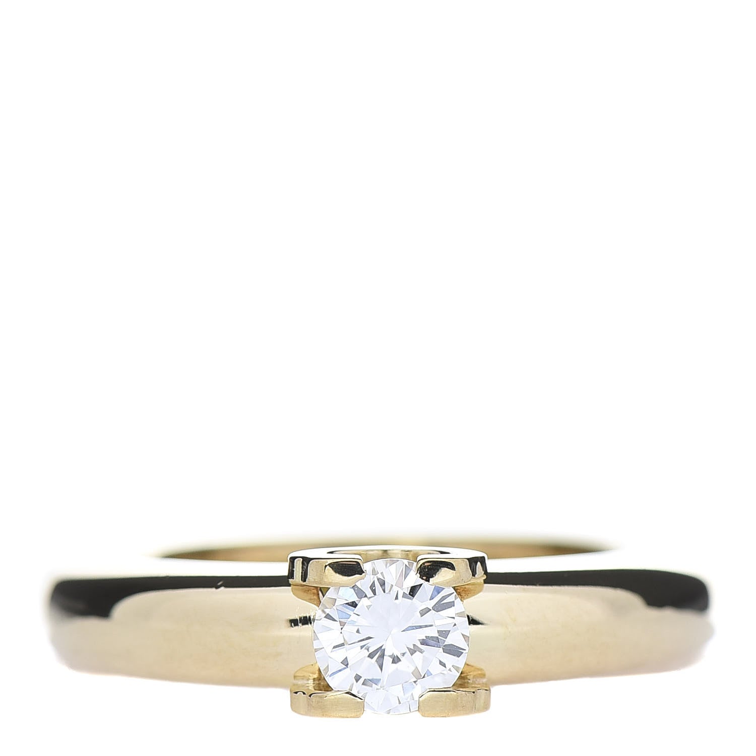 Cartier 18K Yellow Gold Diamond C De Solitaire Ring 49 5 1 of 6