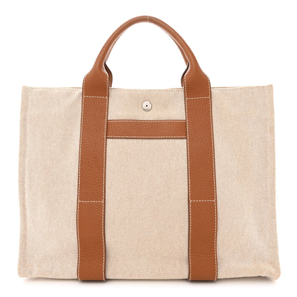 Hermes Toile Taurillon Clemence Sac Harnais Tote MM Beige Gold 1 of 12