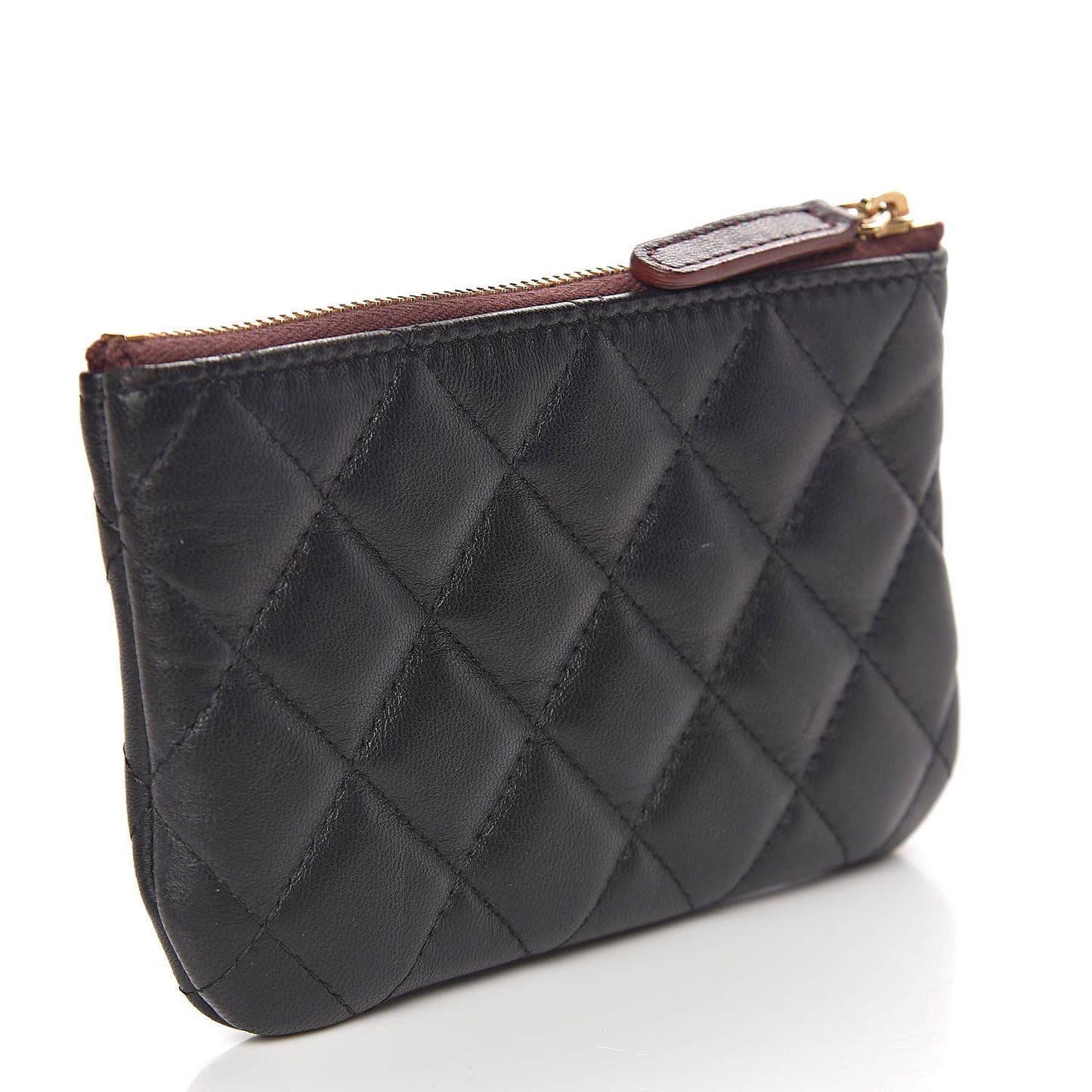 Lambskin Quilted Small Cosmetic Case Black