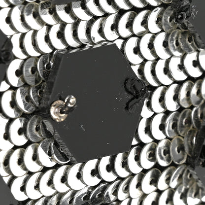 Dolce & Gabbana Satin Sequin Crystal Embellished Vanda Circles Chain Clutch Black 11 of 11