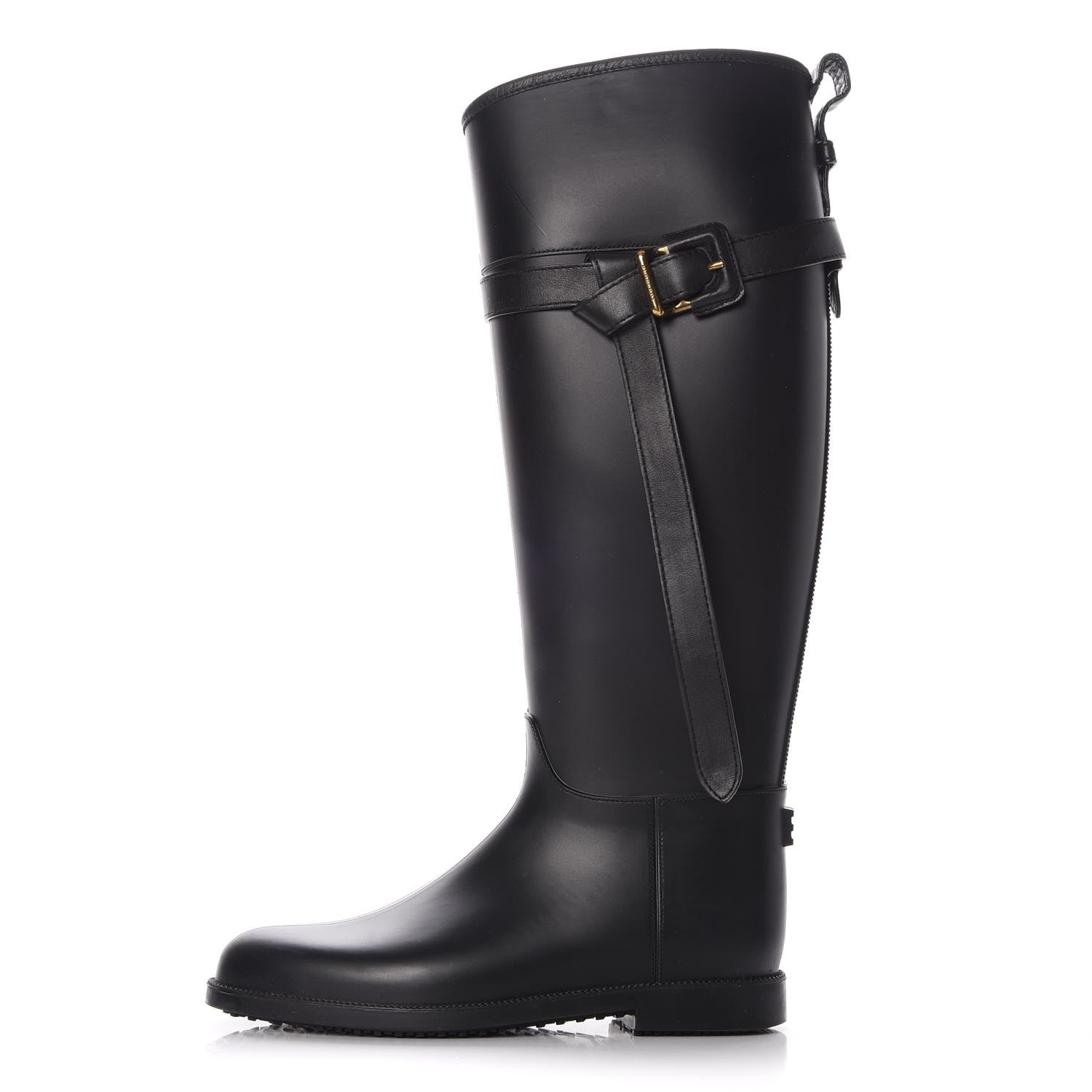 Burberry Rubber Roscot Belted Rain Boots 38 Black 1 of 13