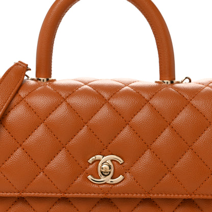 Chanel Caviar Quilted Mini Coco Handle Flap Light Brown 8 of 10