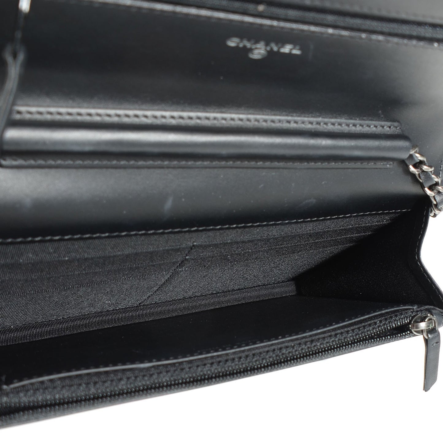 Aged Calfskin Lucky Charms Casino 2.55 Reissue Wallet on Chain WOC Black