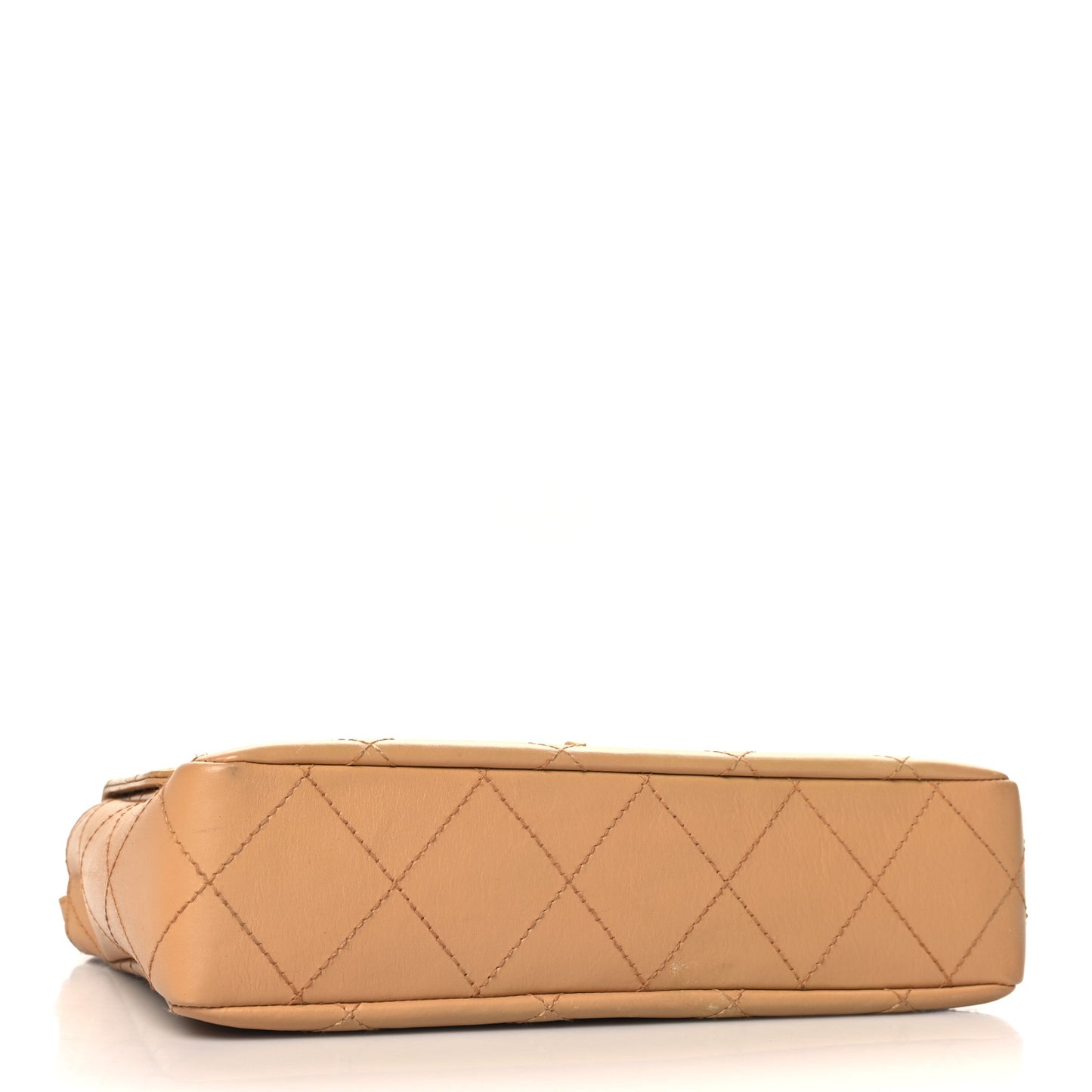 Lambskin Quilted Medium Single Flap Beige