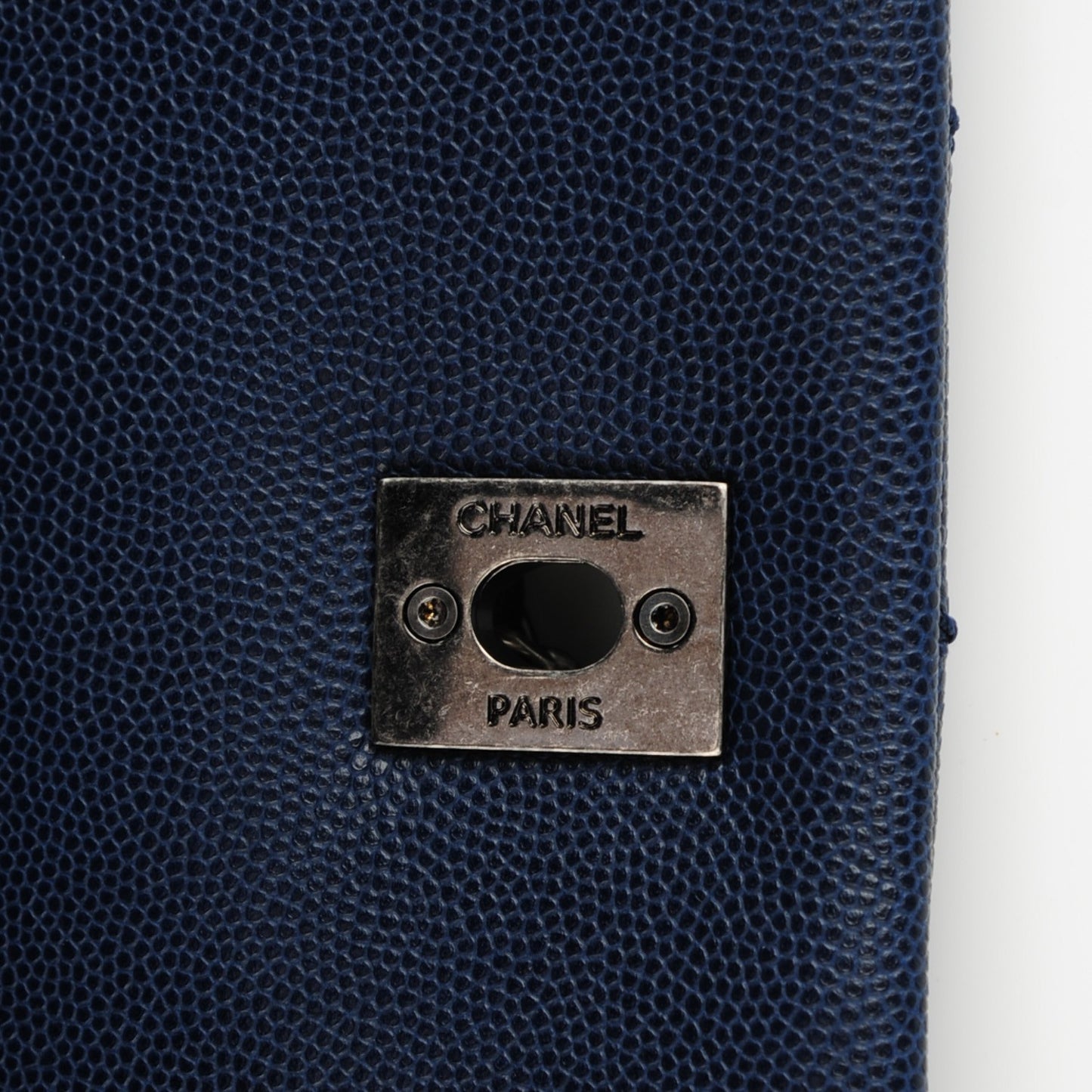 Caviar Quilted Medium Coco Handle Flap Navy Blue