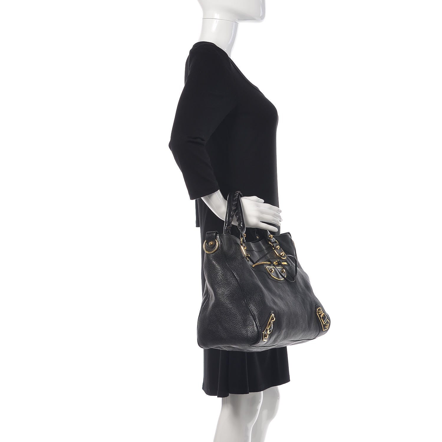 Balenciaga Chevre Gold Metallic Edge Hardware Velo Black 2 of 10