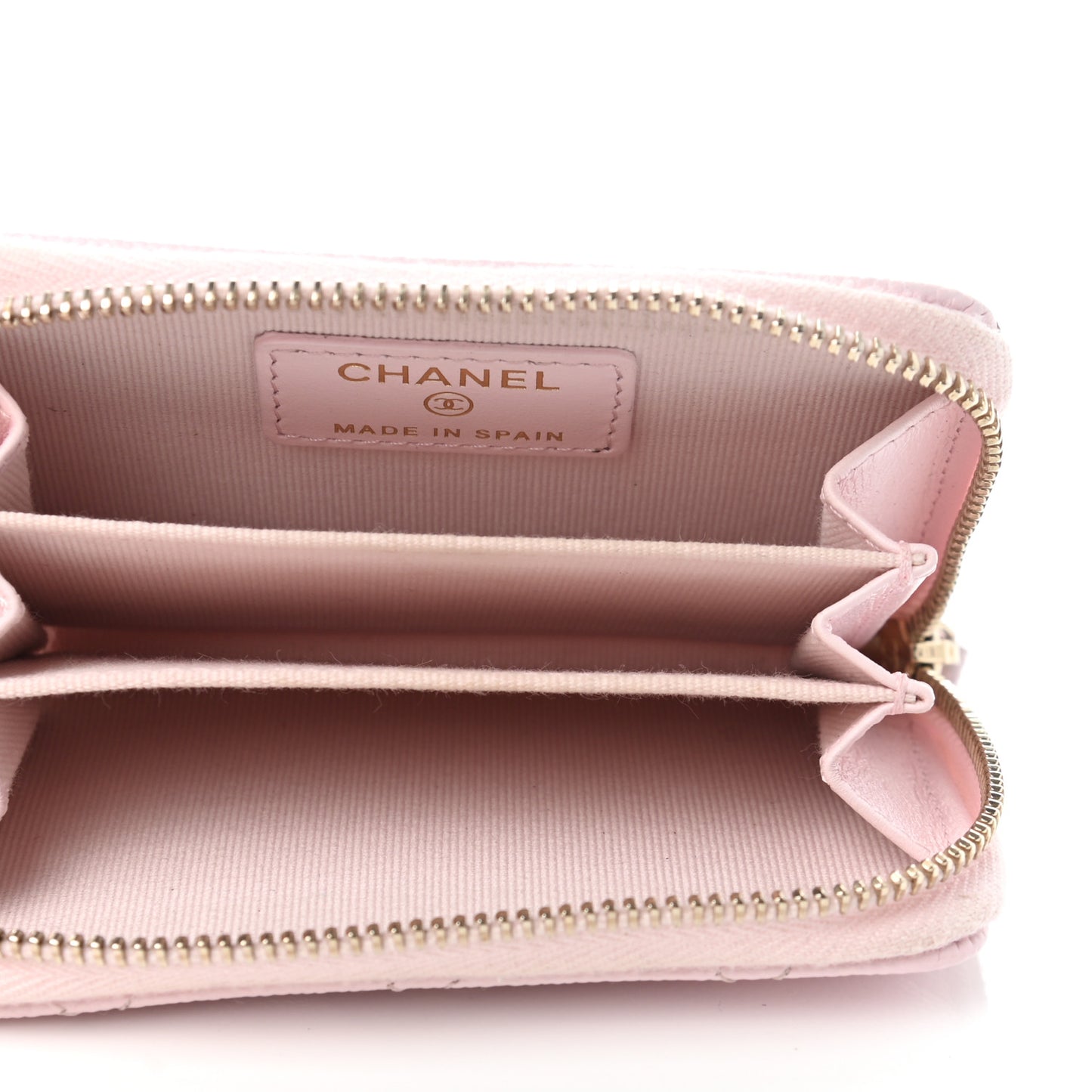 Caviar Quilted Zip Coin Purse Light Pink