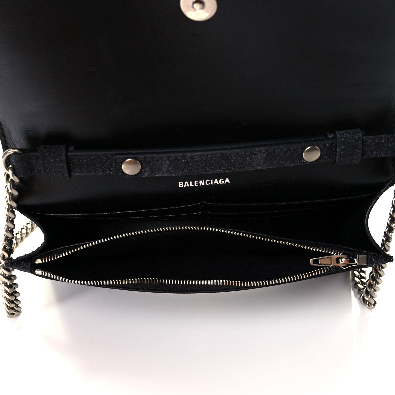 Balenciaga Glitter Fabric Hourglass Chain Bag Black 9 of 15