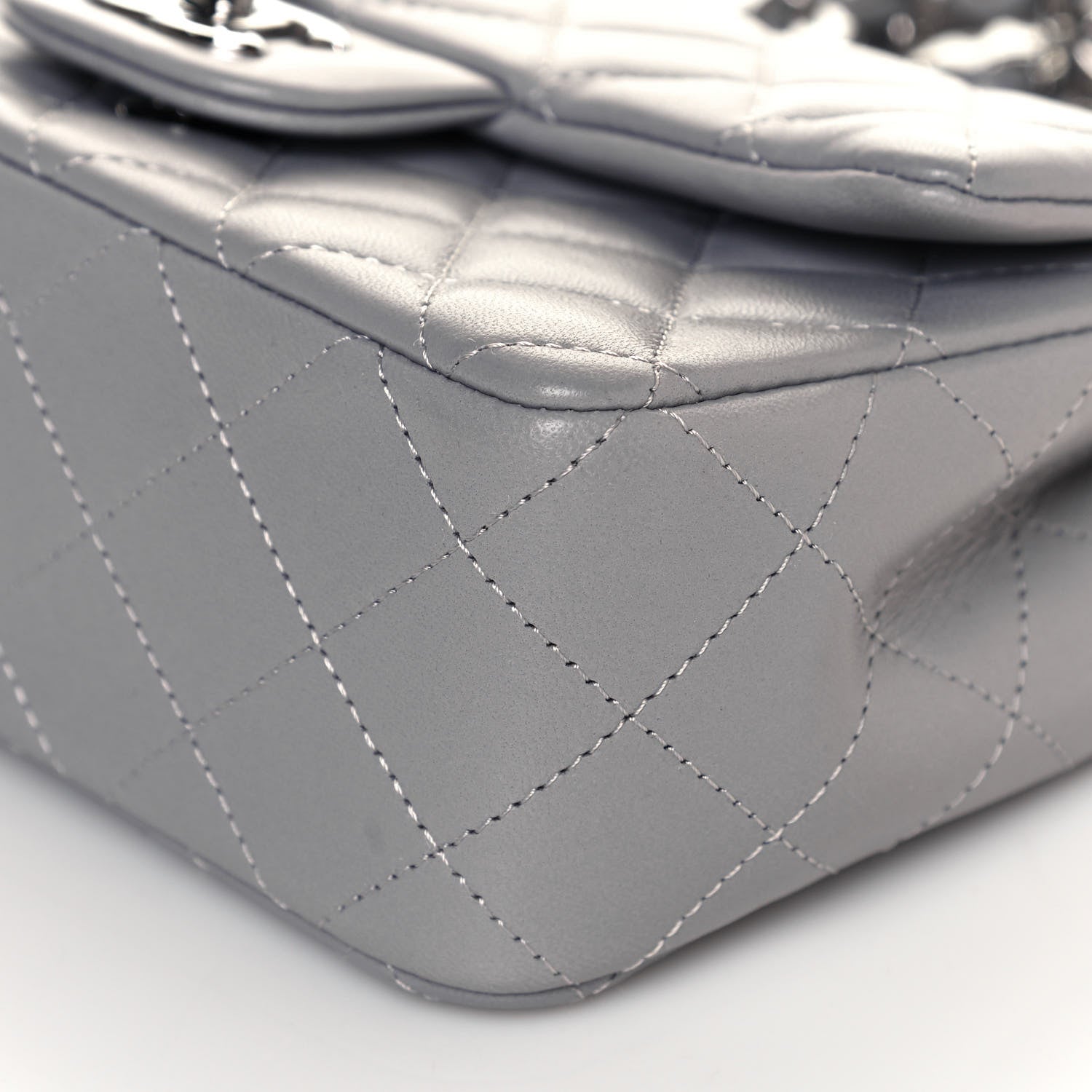 Chanel Lambskin Quilted Mini Rectangular Flap Grey 10 of 11