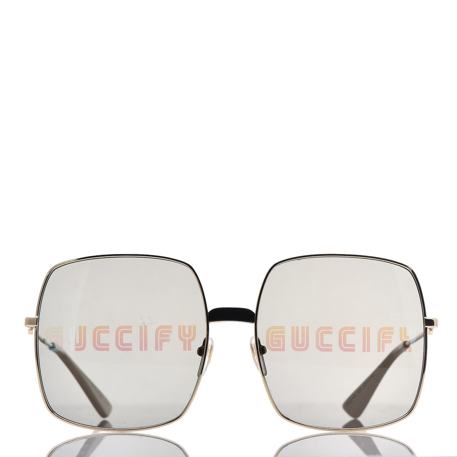 Gucci Metal Rectangular Guccify Frame Sunglasses GG0414S Gold 2 of 9