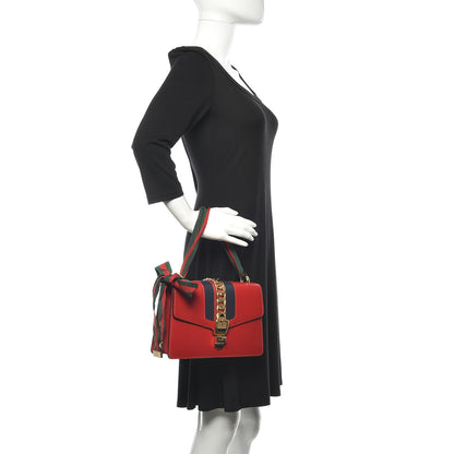 Gucci Calfskin Small Sylvie Shoulder Bag Hibiscus Red 2 of 11