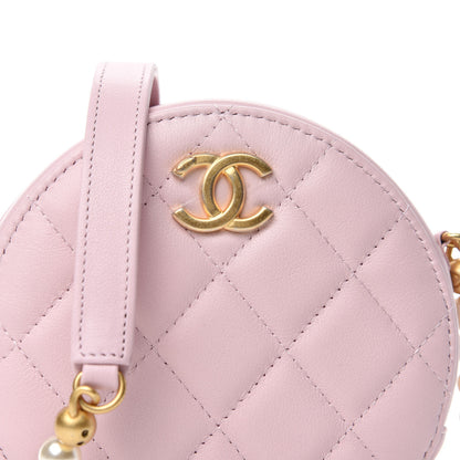 Chanel Calfskin Quilted Pearl Round Clutch With Chain Light Pink 10 of 11