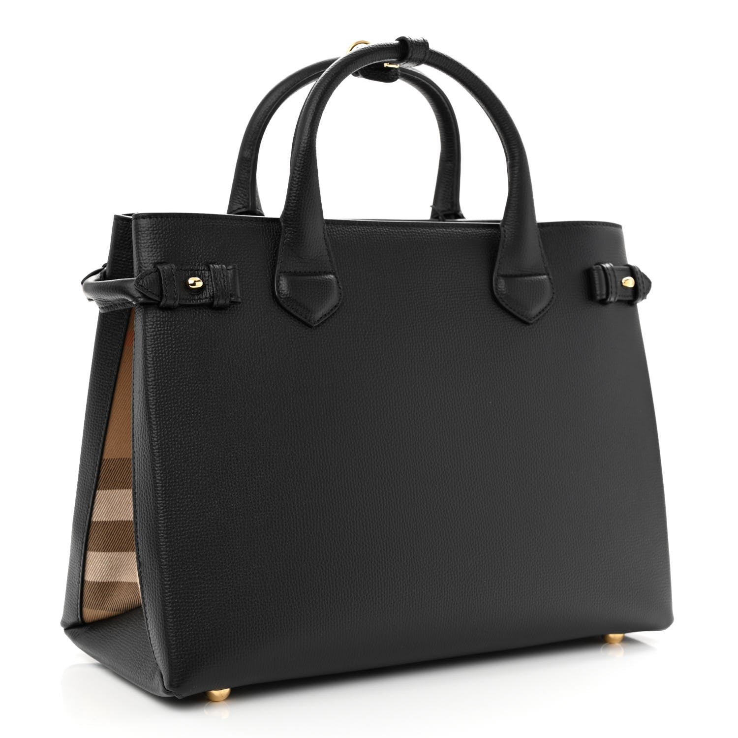 Burberry Derby Calfskin House Check Medium Banner Tote Black 2 of 11