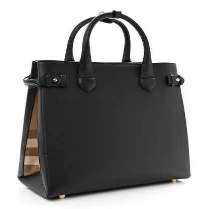 Burberry Derby Calfskin House Check Medium Banner Tote Black 2 of 11