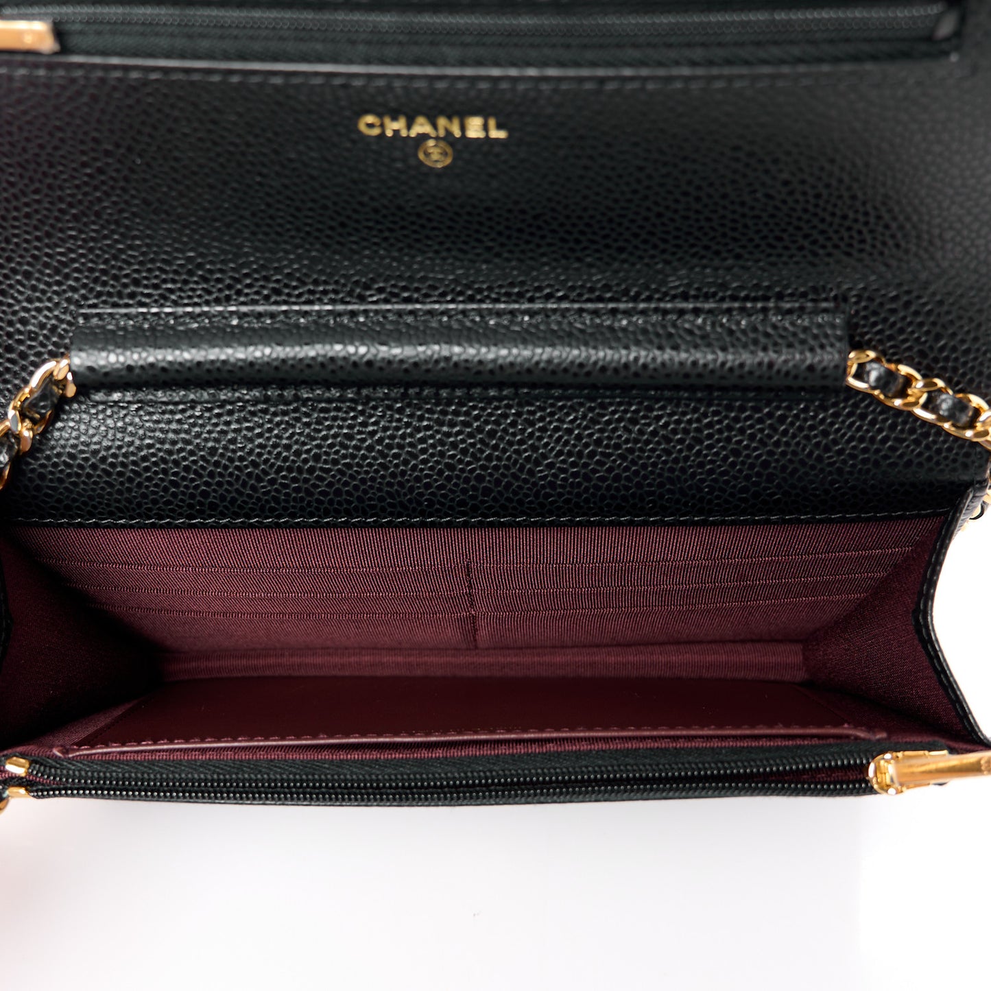 Caviar Quilted Wallet on Chain WOC Black
